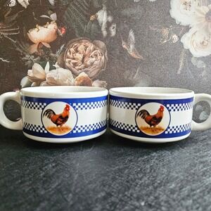 Houston Harvest Rooster Blue & White Cup Mug Set of 2‎ - 31723 - Cottagecore